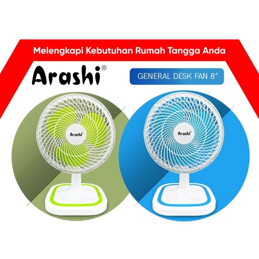 Kipas Angin Arashi 8 Inch Kipas Meja 8 Inch Kipas angin Duduk Desk Fan Arashi 8" Biru General AR 138
