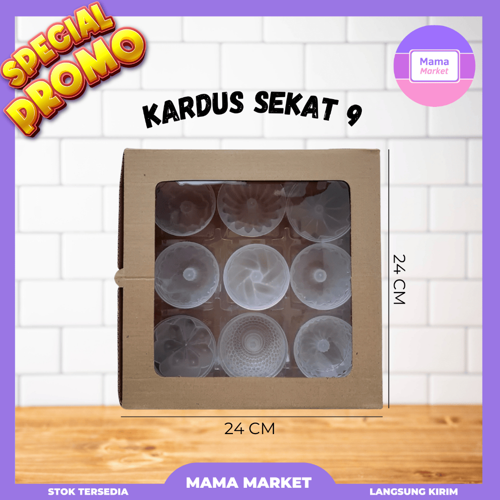 

Kardus Sekat 9 cetakan puding mika karton dus bahan kokoh ukuran 24 x 24 x 7 cm