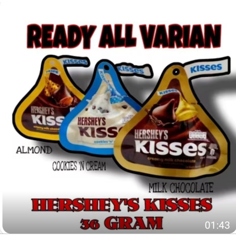 

hershey’s kisses coklat kerucut 36g / hershey’s kisses Almond cookies milk chocolate