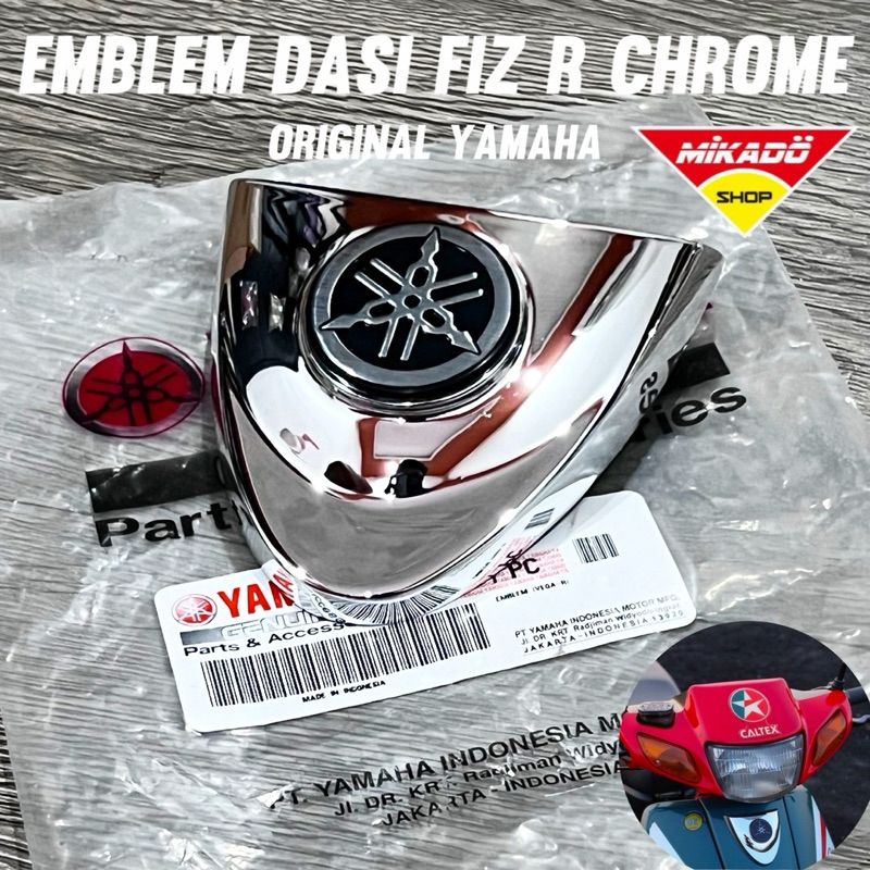 EMBLEM PANEL DEPAN ORIGINAL YAMAHA FIZ R CHROME DASI FIZR LOGO NOS CALTEX