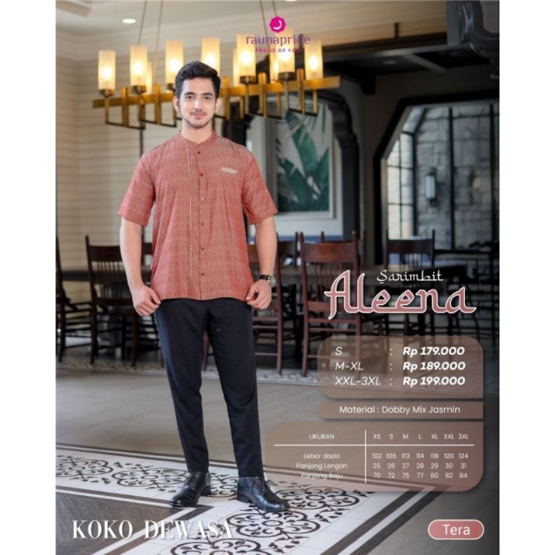 Baju Koko Dewasa - RKF Aleena (Sage Green & Teracotta) | Produk Original By Raunapride