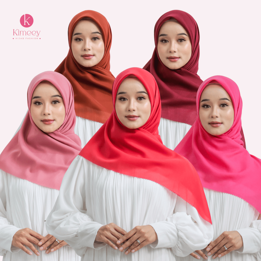Kimeey Hijab Jilbab Segi Empat Polos Voal Premium Lasercut Size 110x110 Merah Fanta Maroon Dusty