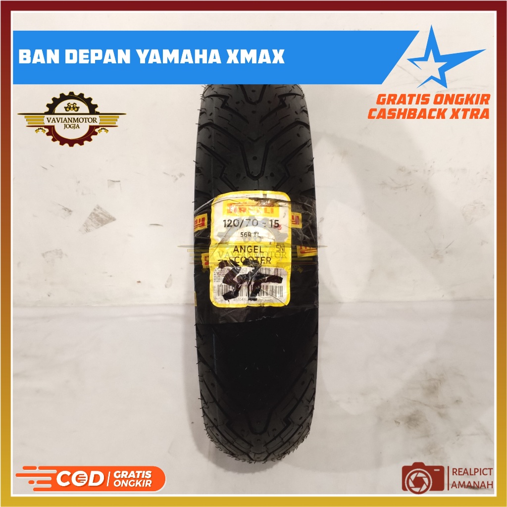 BAN DEPAN YAMAHA XMAX / TMAX PIRELLI ANGEL SCOOTER 120/70-15 RING 15 BAN 120/70-15 BAN 120 70 RING 1