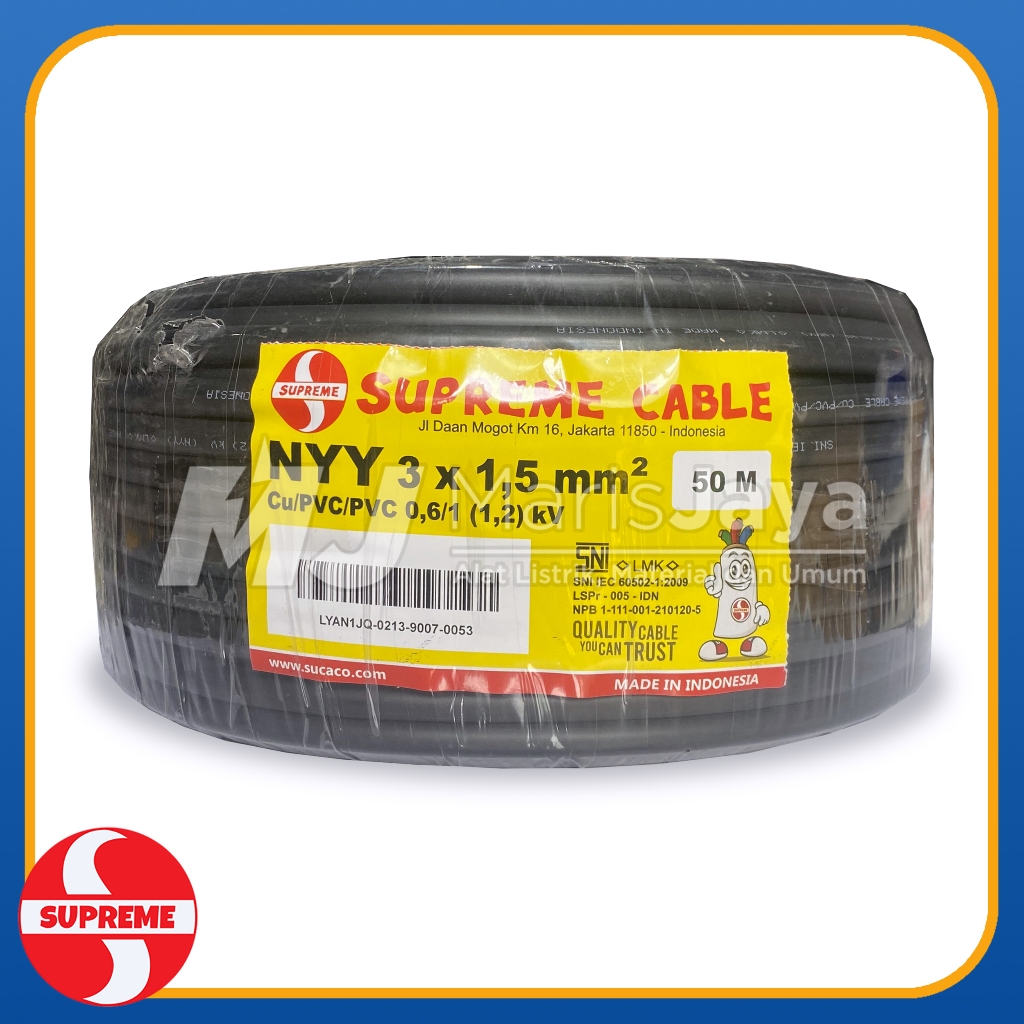 Kabel Tunggal SUPREME NYY 3x1,5 3x1.5 mm² 50 meter (PER ROLL)