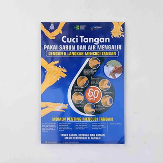 Poster Kesehatan Ukuran 46.5 cm x 31.5 cm : Poster Cara Cuci Tangan 6 Langkah versi Kemenkes.