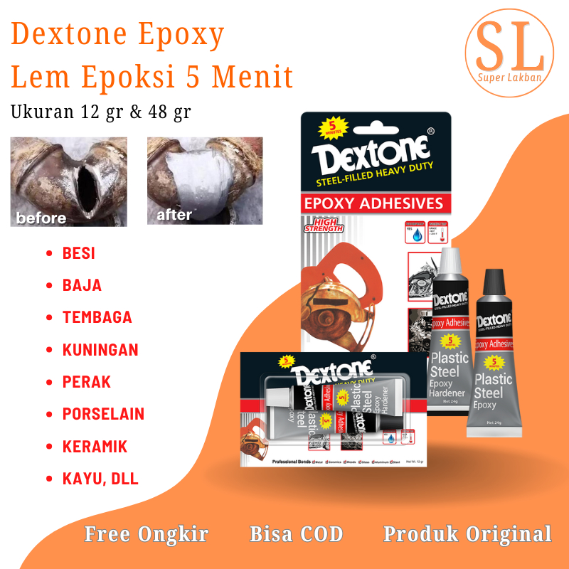

Lem Besi Dextone Epoxy 5 Menit Tahan Panas 120C Super Kuat Waterproof Original