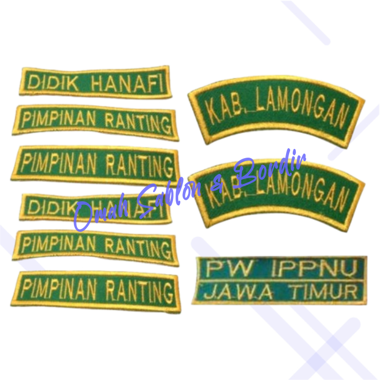 Nama dada IPNU/IPPNU kuning hijau-bordir nama dada hijau kuning