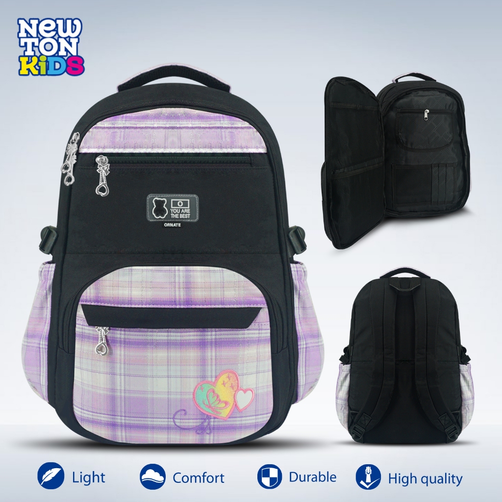 Newtonkids - Tas Sekolah Ornate Love Pelangi/Ransel Kulkas Pelangi/Tas Ransel Sekolah SD/Tas Fashion