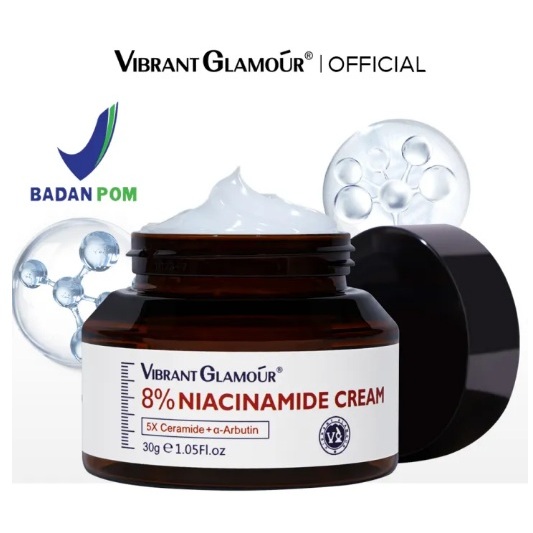 VIBRANT GLAMOUR [BPOM] 8% Niacinamide 5X Ceramid Mencerahkan & Pelembab Wajah Memudarkan Bintik Hita