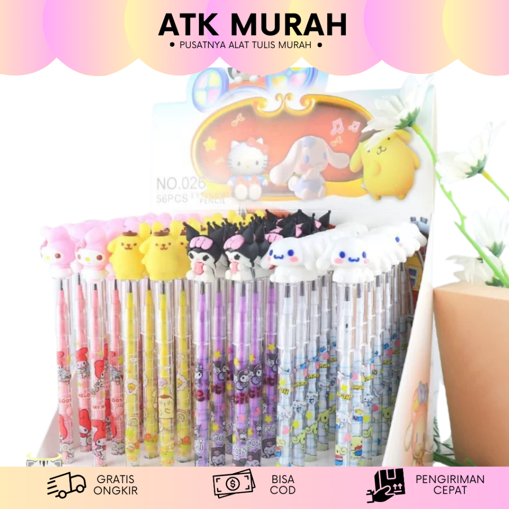 

PENSIL SUSUN SANRIO CUTE PENCIL ALAT TULIS SEKOLAH GEMES KADO UNIK SOUVENIR IMUT MURAH TERJANGKAU