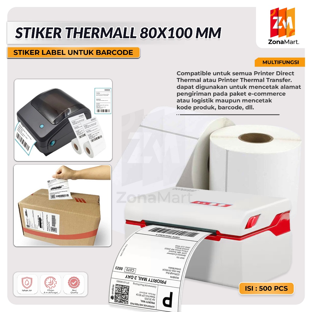 

LABEL THERMAL 80 X 100 mm KERTAS STICKER DIRECT THERMAL 80x100 mm
