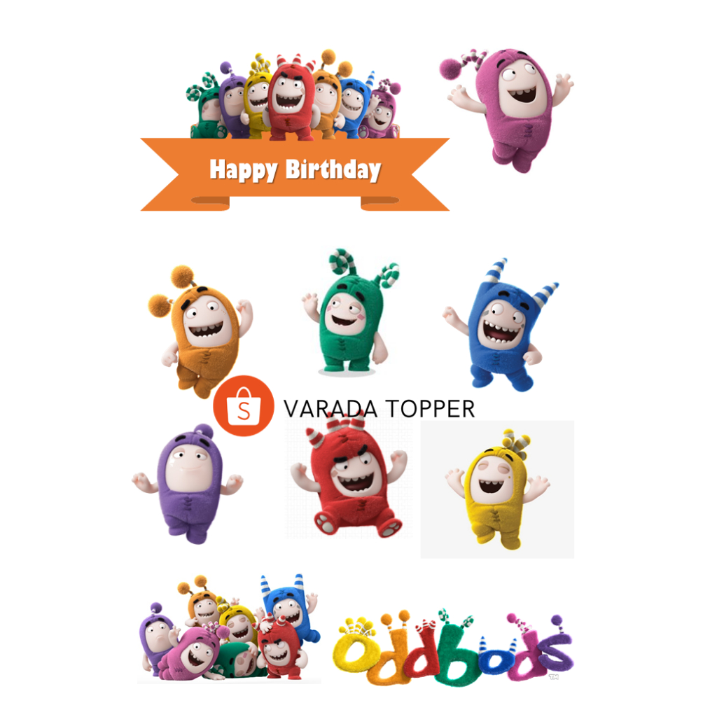 ODD BODS/Topper Birthday OddBods Free Custom Nama/Hiasan Cake Ultah OddBods