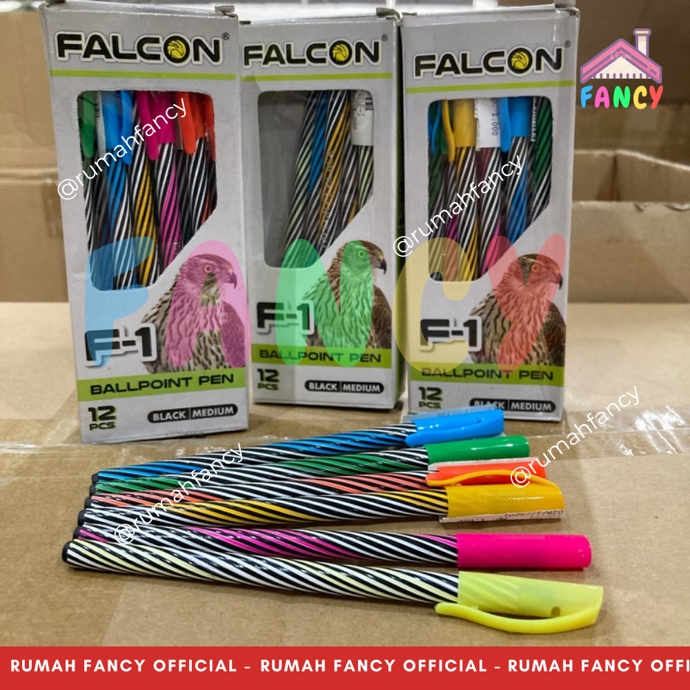 

[GROSIR] 1 LUSIN isi 12 PCS Pulpen FALCON F1 Tinta HITAM / Bolpen / Ballpoint / Ballpen Gel buka tutup