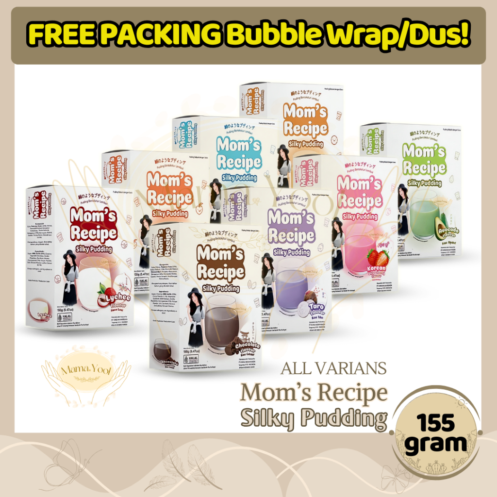 

Mom's Recipe Silky Pudding 155 gr / Puding Moms Recipe Coklat Taro Biscuit Peach Varian Rasa Lengkap