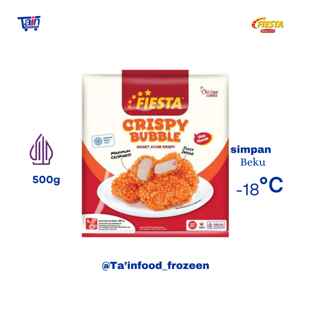 

Naget Ayam crispi FIESTA Crispy Bubble crumb Siap Masak Berat 500g