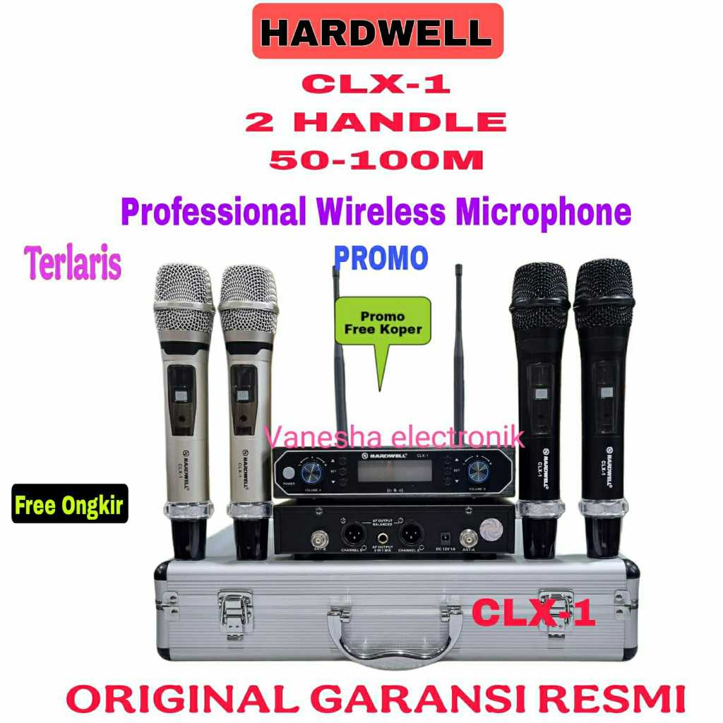 Mic Wireless Hardwell CLX 1 Original 2 Mic Pegang Hitam/Champaigne