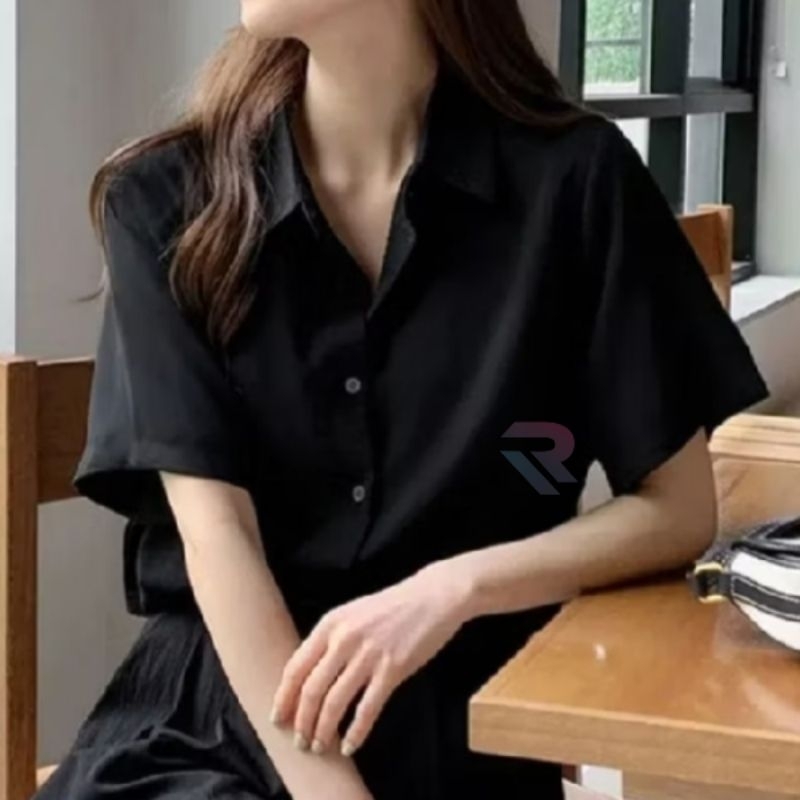 kemeja cewek lengan pendek polos kemeja lengan pendek polos wanita murah