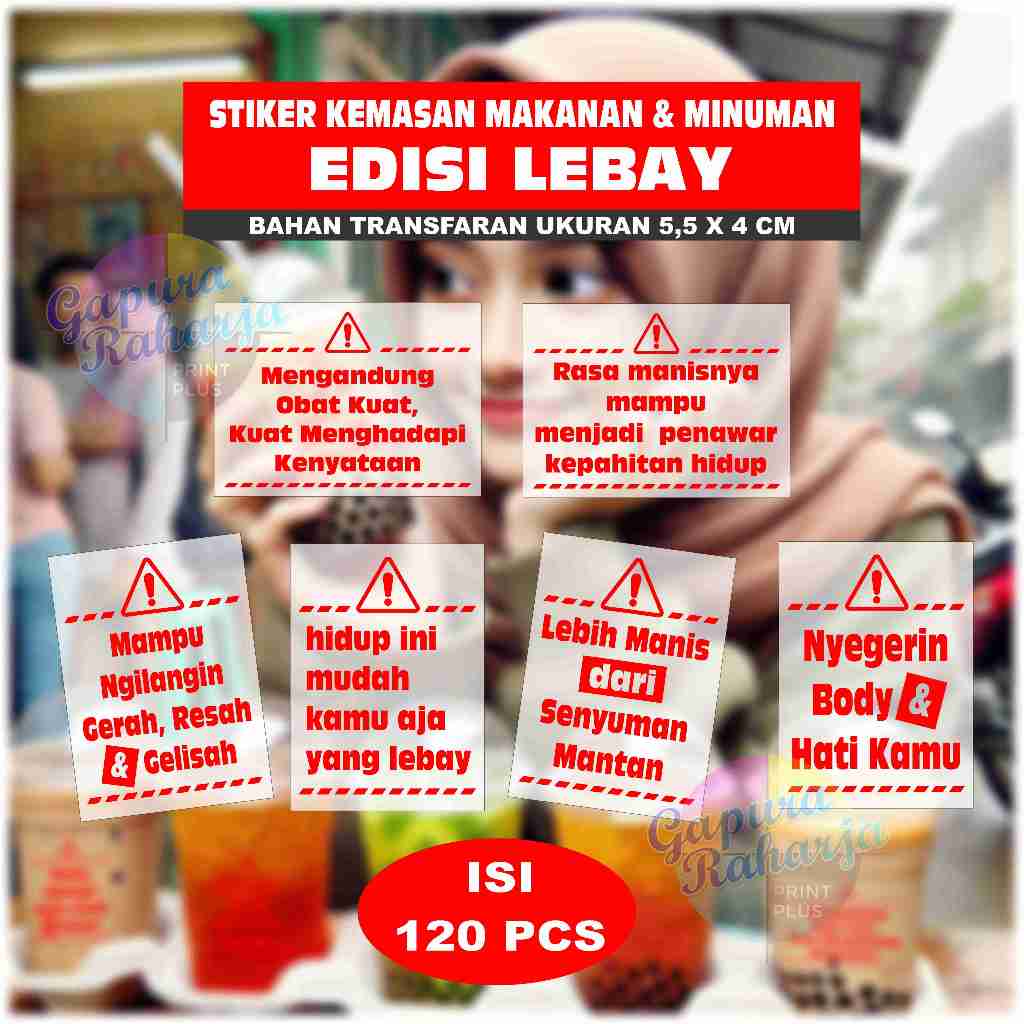 

120 Pcs Stiker Transfaran Kata-Kata Lebay untuk Kemasan Makanan & Minuman