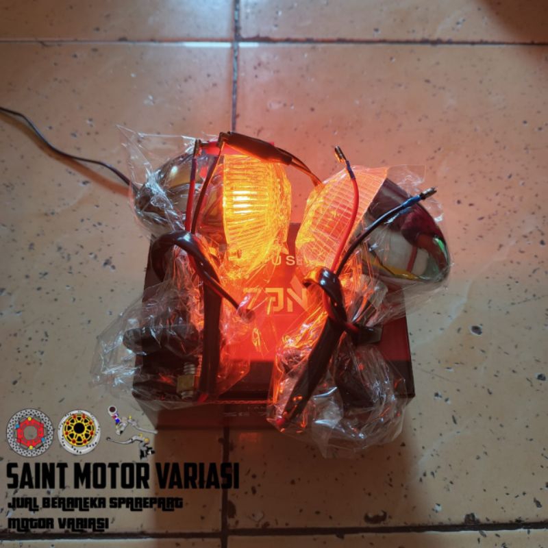 LAMPU SEIN RITING BULAT MERK SEVEN7 NYALA WARNA KUNING UNIVERSAL MOTOR NINJA