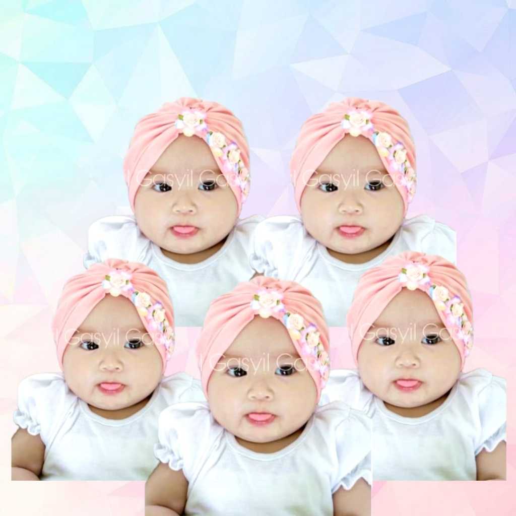 Turban bayi bunga rainbow /Ciput Gasyil/ ciput baby / topi anak lucu