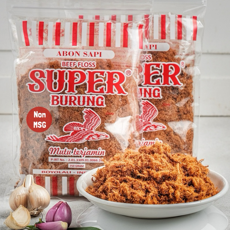 

Non MSG Abon Sapi Super cap Burung Elang 250 gram Kemasan Ziplock | Boyolali