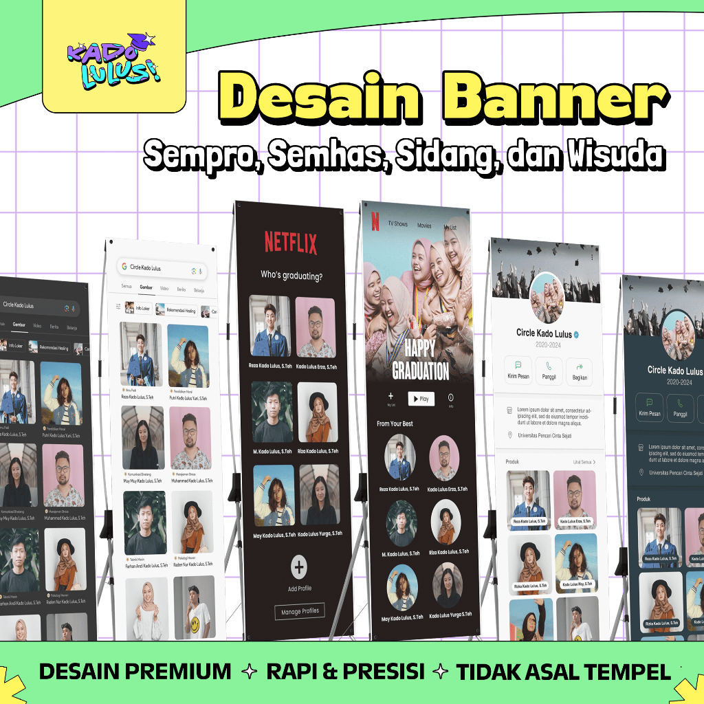 KADO LULUS Banner Spanduk Sidang Skripsi Wisuda Sempro Semhas Desain Unik Lucu #4