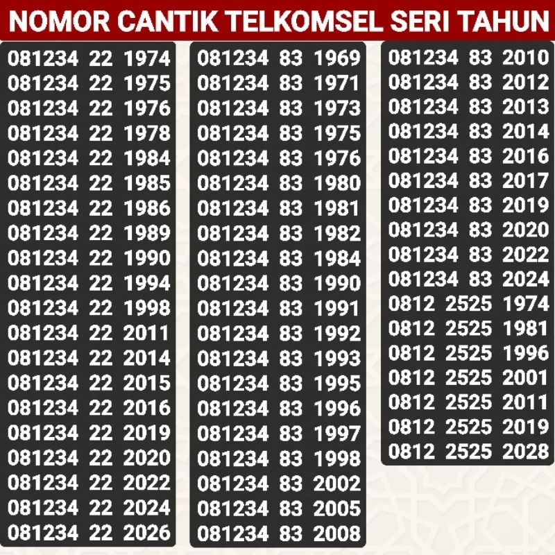 NOMOR CANTIK SIMPATI NOMOR CANTIK TELKOMSEL TAHUN LAHIR PILIHAN