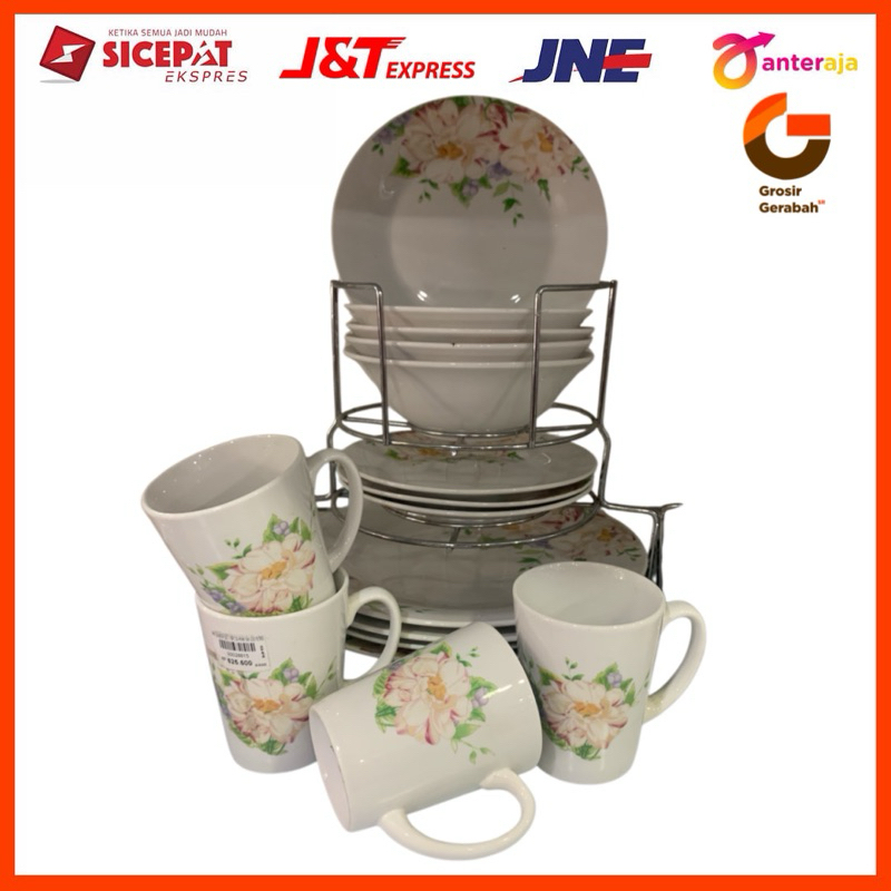 nakami dinner set 16pcs + rak set keramik Nk-ds16/368 28615