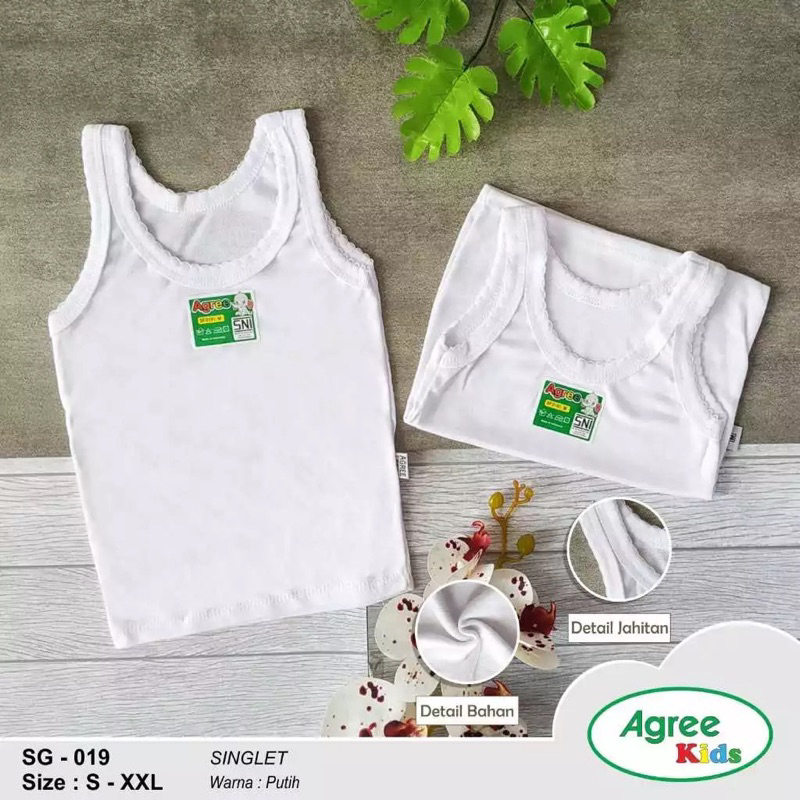 SINGLET AGREE ANAK( SG019 )singlet katun anak series kecil//lembut dasar putih renda//