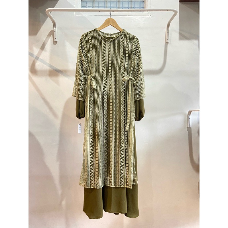 DRESS BROKAT warna army / dresd brokat lepas pasang