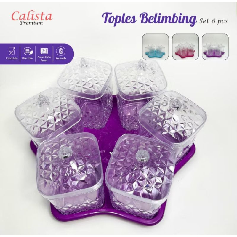 Toples Belimbing Set Calista (6 Toples + 1 Tatakan) / (5 Toples + 1 Tatakan) Mika Akrilik Arklirik A