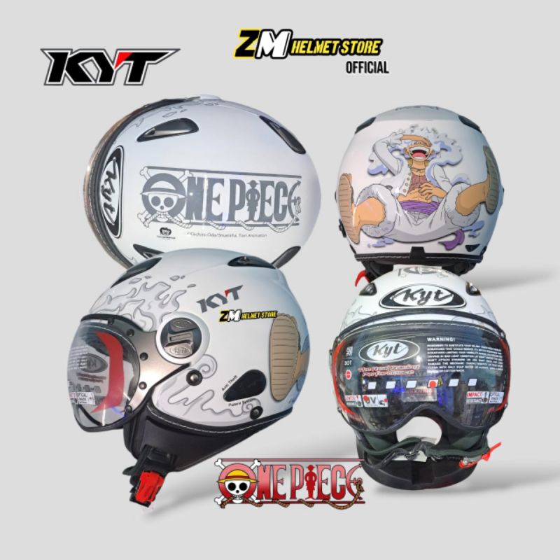 Helm Retro KYT ELSICO MOTIF One Piece White Half Face Classic Retro Original