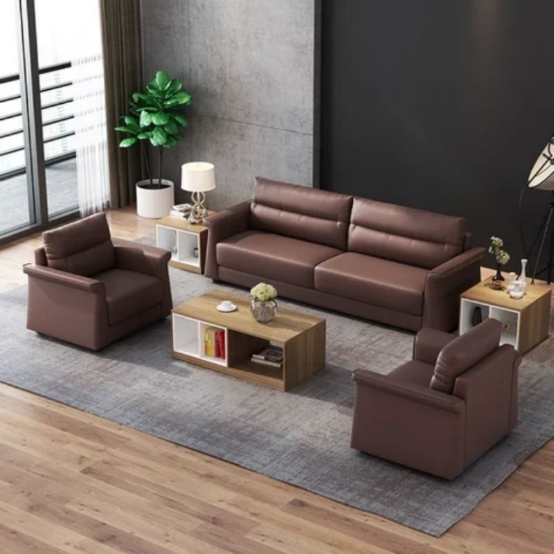 sofa kulit mewah 211 set sofa ruang kantor minimalis