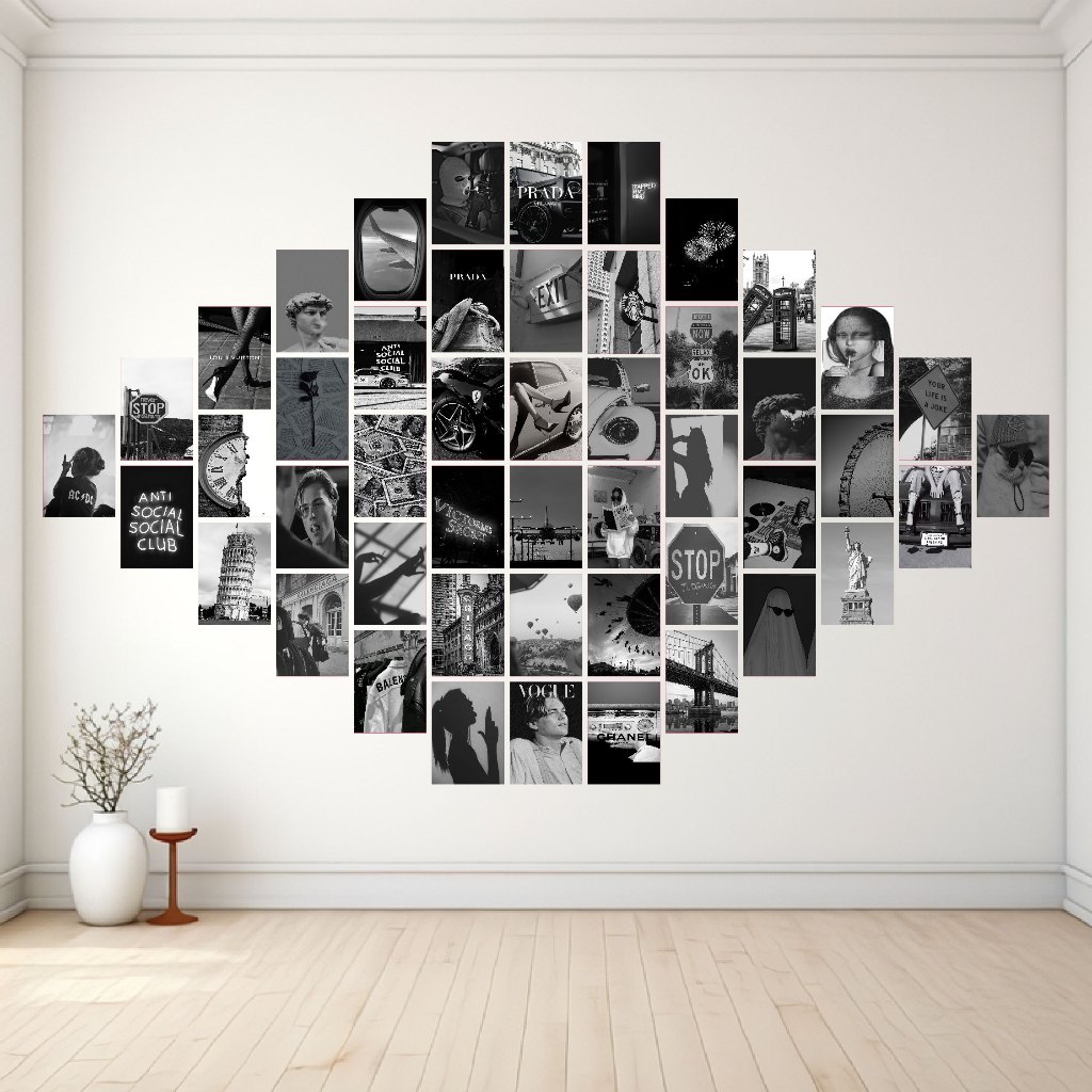 Poster Dinding Aesthetic Bundle Black Isi 24/48 Poster | Poster Dinding  | Poster Kamar