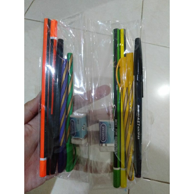 

Paket Alat Tulis MURAH, Pensil 2B, Bolpoin Standard , Penghapus