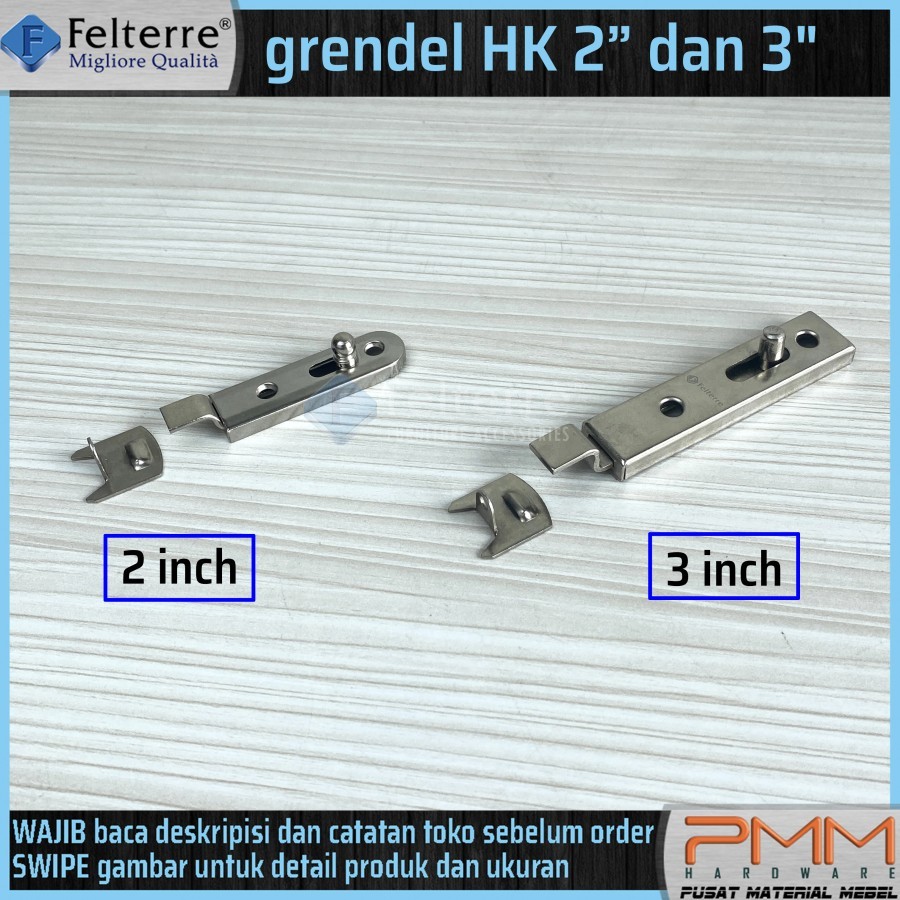 grendel HK 2 inch dan 3 inch FELTERRE | gerendel pintu slot selot hongkong hk jendela