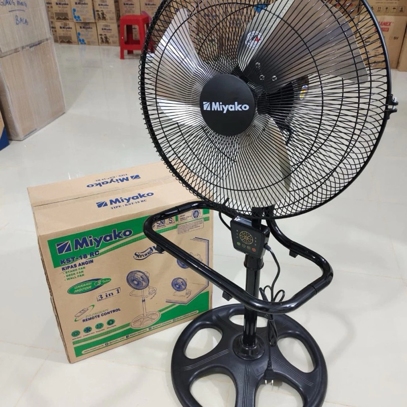 Kipas Angin 3in1 Dinding Berdiri Duduk Miyako KST 18 RC + Remot