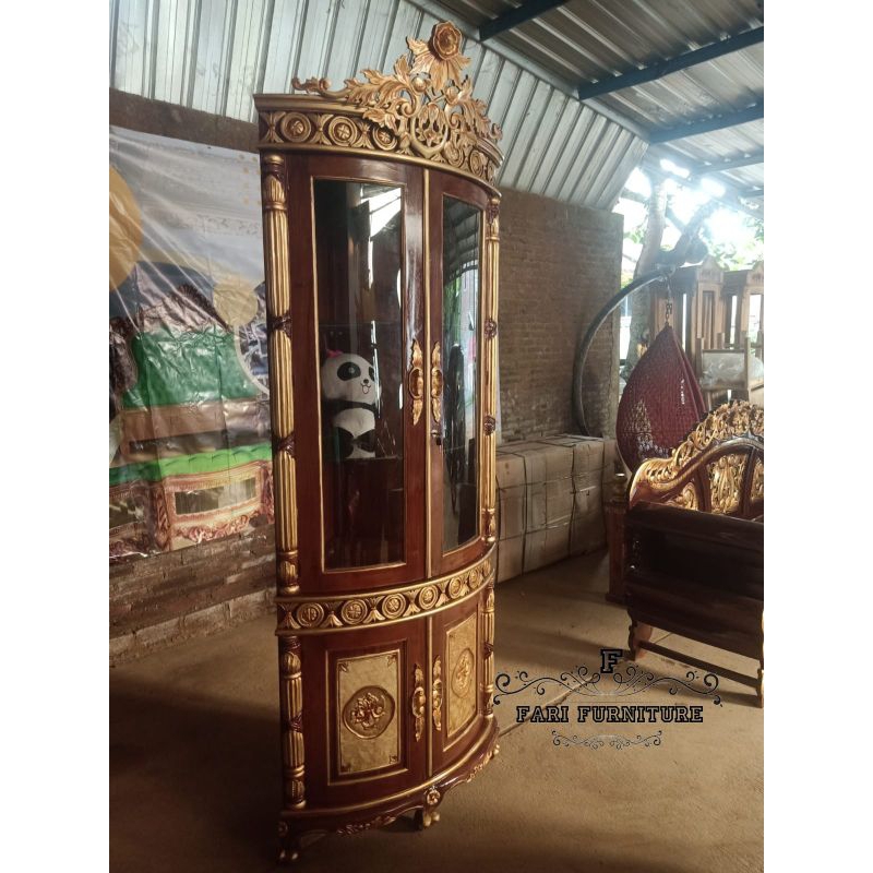 Lemari Sudut Hias Cincin Jati Furniture Jepara