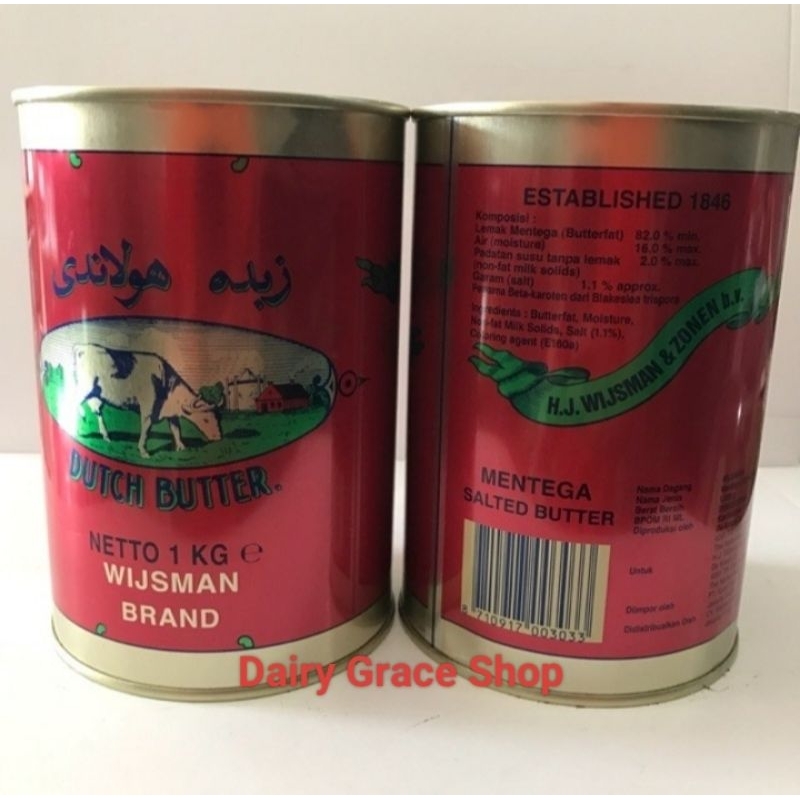 

Butter Wisman Wijsman Butter 454 Gram | 1KG | 2KG | 2,270KG | Anchor Tinned Salted Butter 2KG