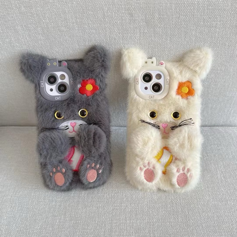 Cute Case Iphone Fur Bulu Cat Kitten Kucing Unyu Gemes Fury Pretty Cantik Imut Viral Hp Full Cover T