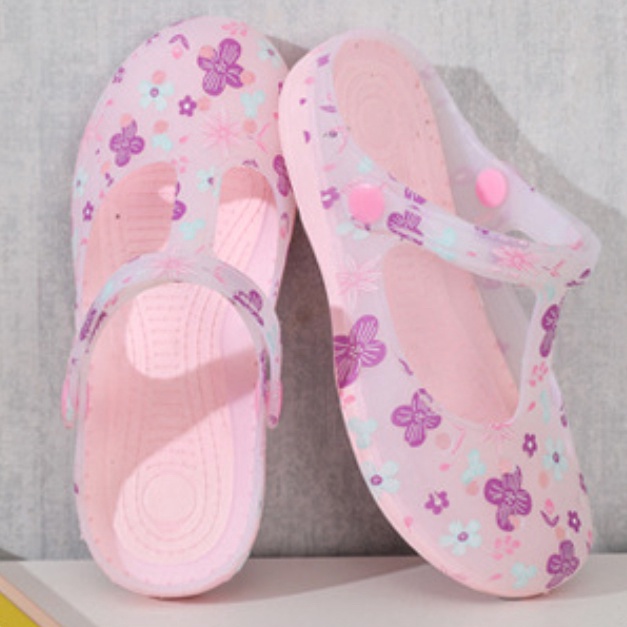 Muraaaahh Sandal Sepatu Wanita Moxomi Official Motif Bunga Bahan Jelly Bening Transparan
