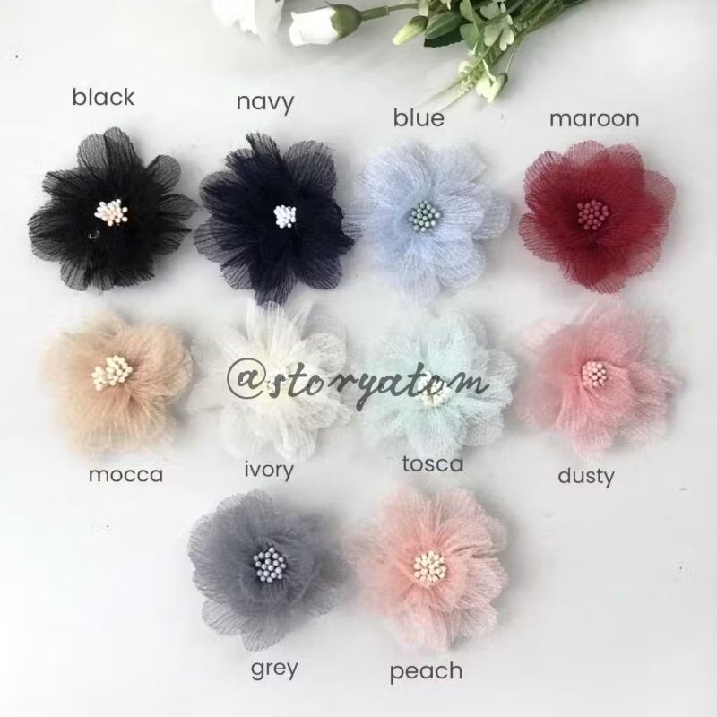 PER 1 BIJI - BUNGA ORGANZA PLISKET / BUNGA PLISKET / BUNGA ORGANZA / APLIKASI BUNGA PLISKET