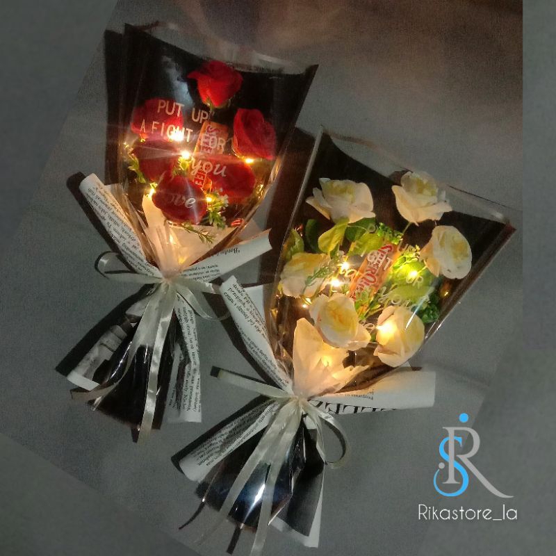

Buket mawar silverqueen + Led | READY STOK SIAP KIRIM Buket valentine | Bisa cod