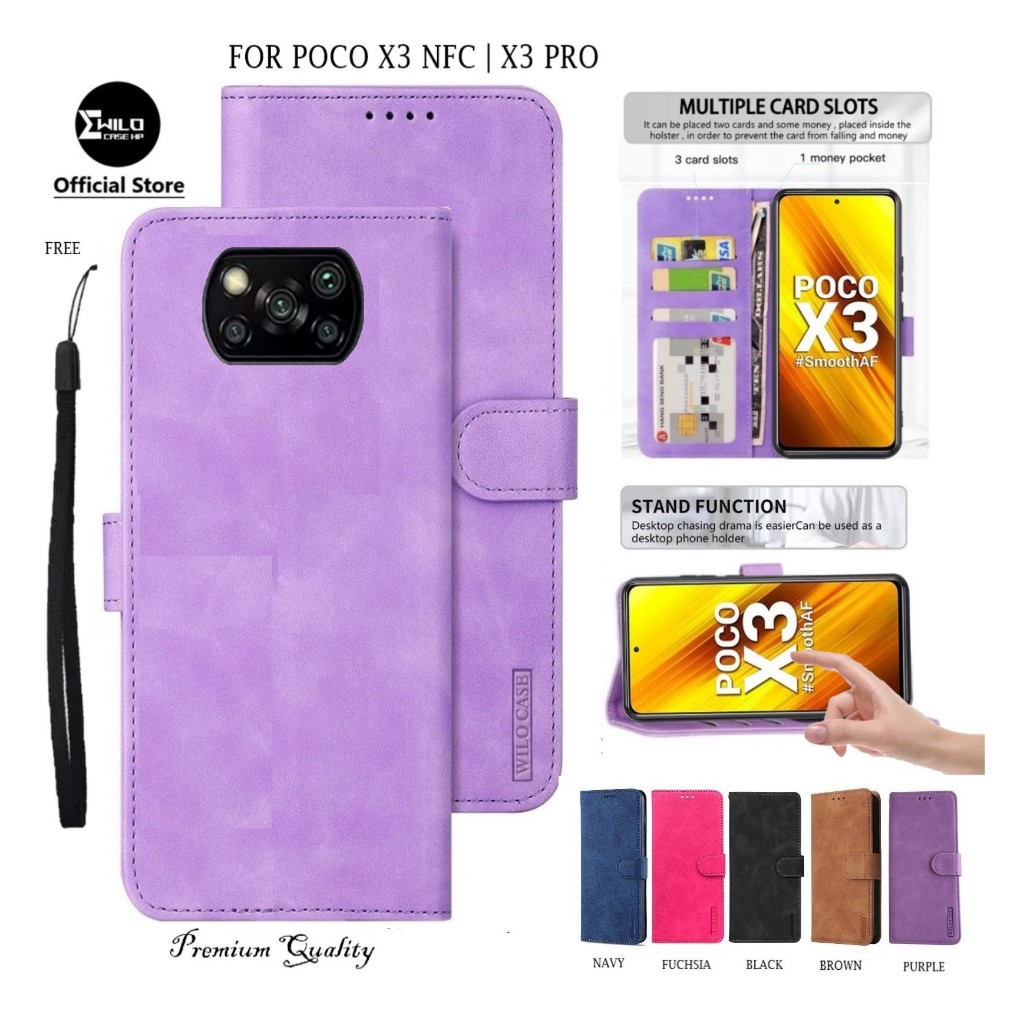 Wilocase Poco X3 NFC | X3 Pro Leather Premium Case Wallet Kulit/Casing Dompet Hp