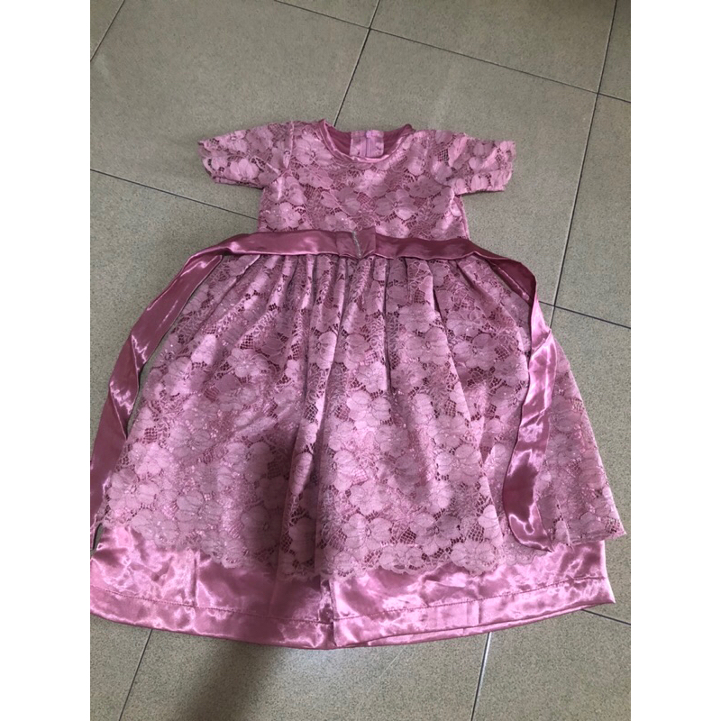 Gaun Anak Perempuan Pink Lace