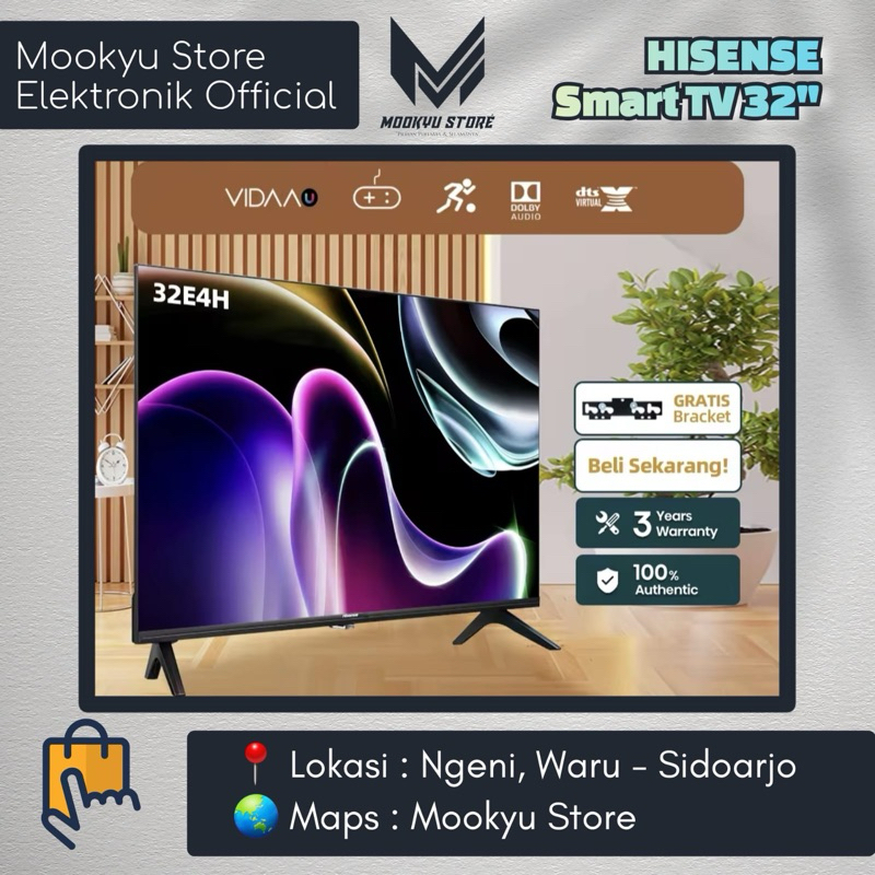 HISENSE 32E4H LED SMART TV 32 inch | Digital TV Youtube Netflix dll