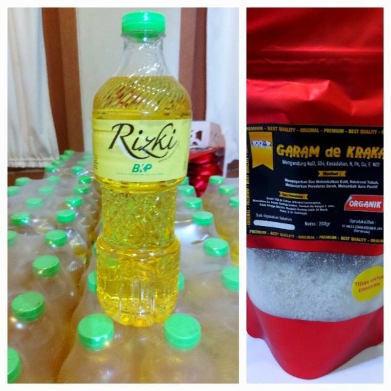 

PROMO Minyak Goreng Rizki Bkp sebanyak 2 pcs gratis garam