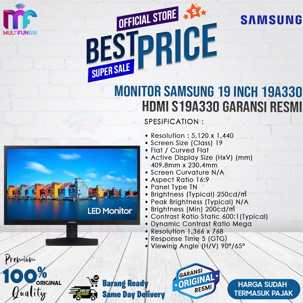 22 Best Product Monitor Samsung 19 inch 19A33 HDMI S19A33 Garansi Resmi