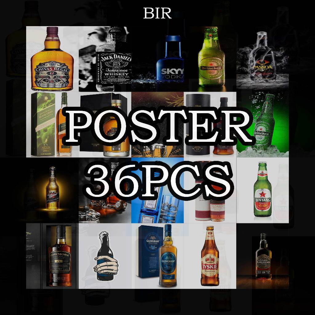 Poster Tempel Tembok Poster gambar Botol Bir Hiasan Dinding Kamar Tidur Poster Bir