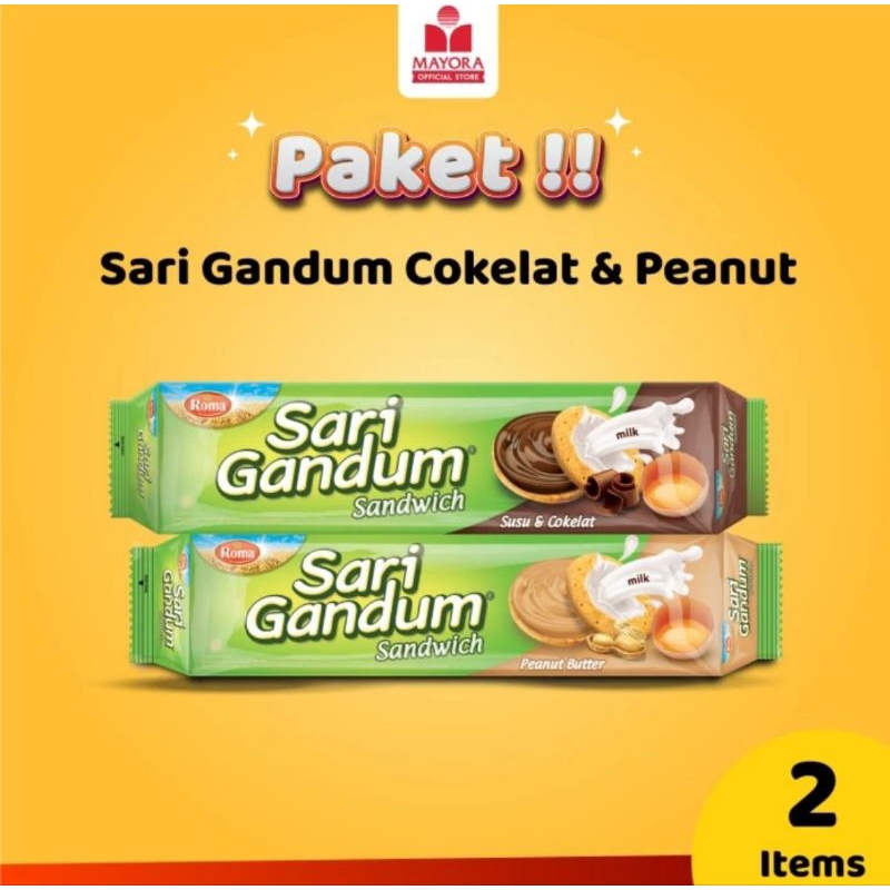 

ROMA SARI GANDUM COKLAT & KACANG ISI 2pc Berat 108gr